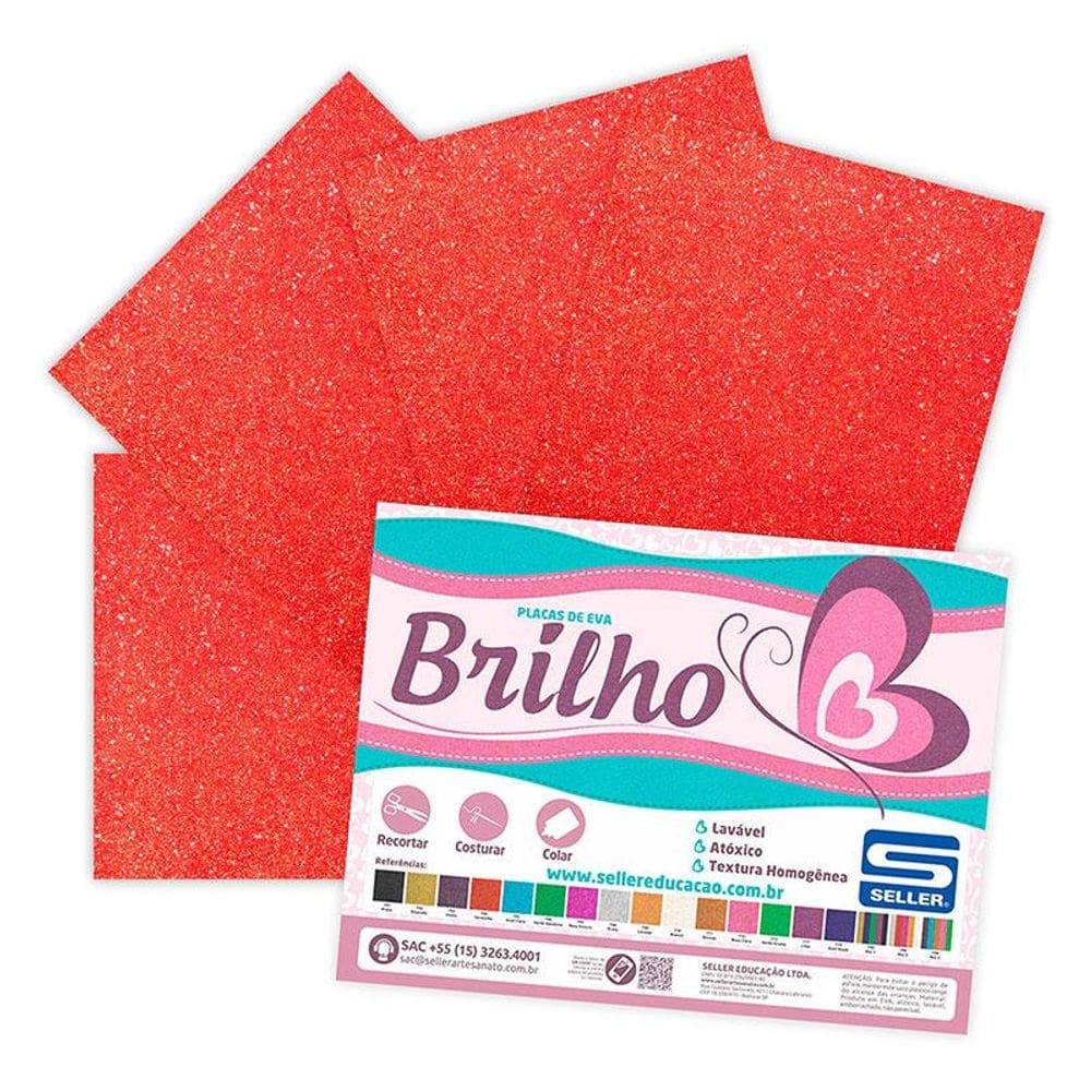 Placa EVA 40x60cm com glitter Vermelho 5 folhas - Seller