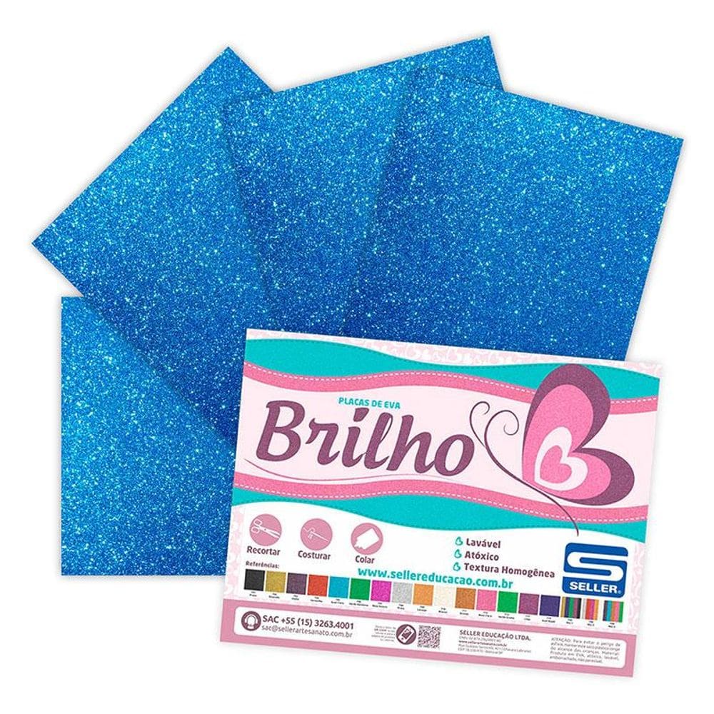 Placa EVA 40x60cm com glitter Azul Claro 5 folhas - Seller