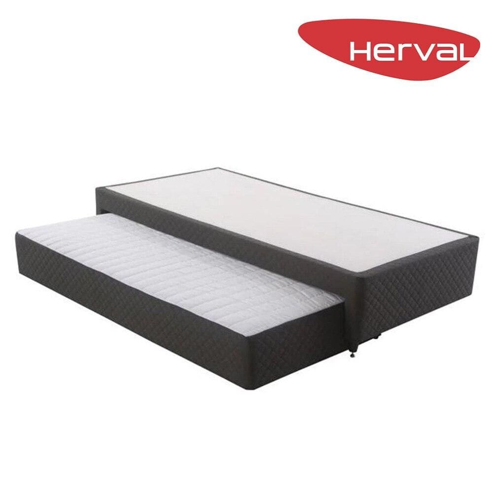 Base Cama Box Solteiro Herval Luiggi 34x88x188 cm com Colchão Auxiliar, Grafite