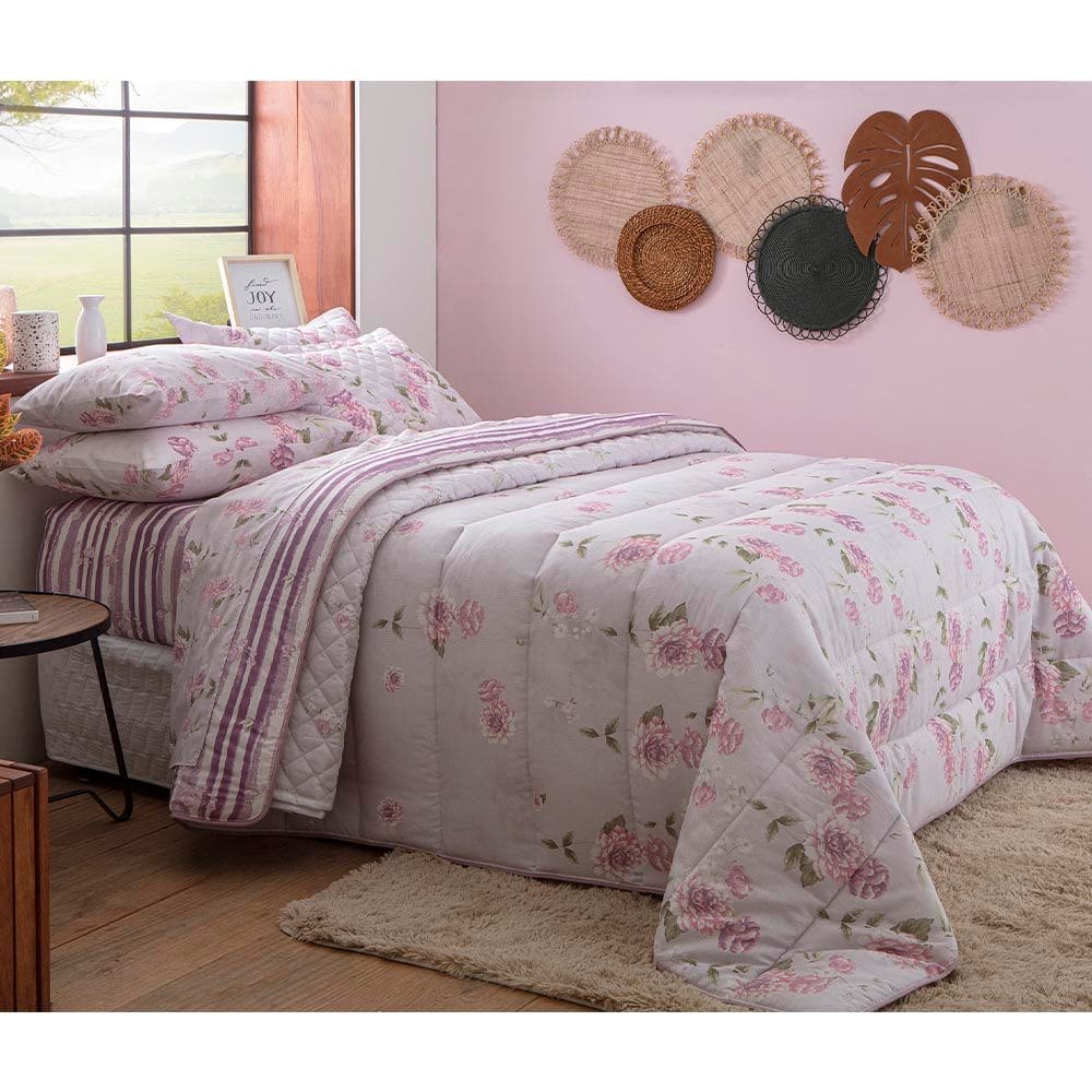 Jogo de Cama Casal Duplo 4 peças 250x220cm Holda 140 Fios Realce Premium - Sultan