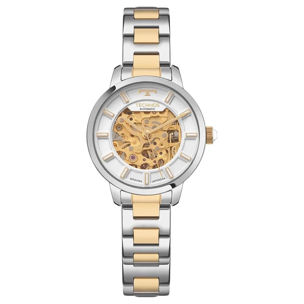 Relógio Technos Feminino Ref: 8n24ao/1k Automático Esqueleto Bicolor