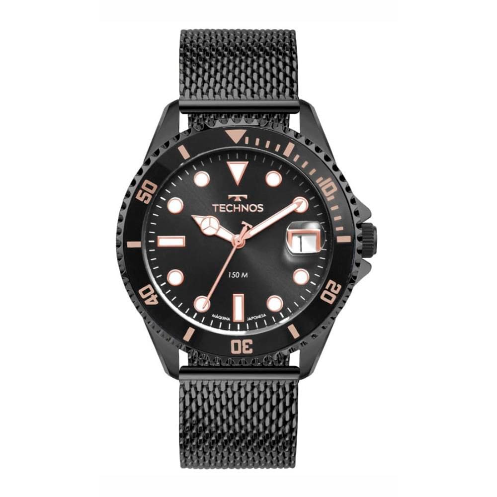 Relógio Technos Masculino Ref: 2415ed/1p Acqua Diver Mesh Black