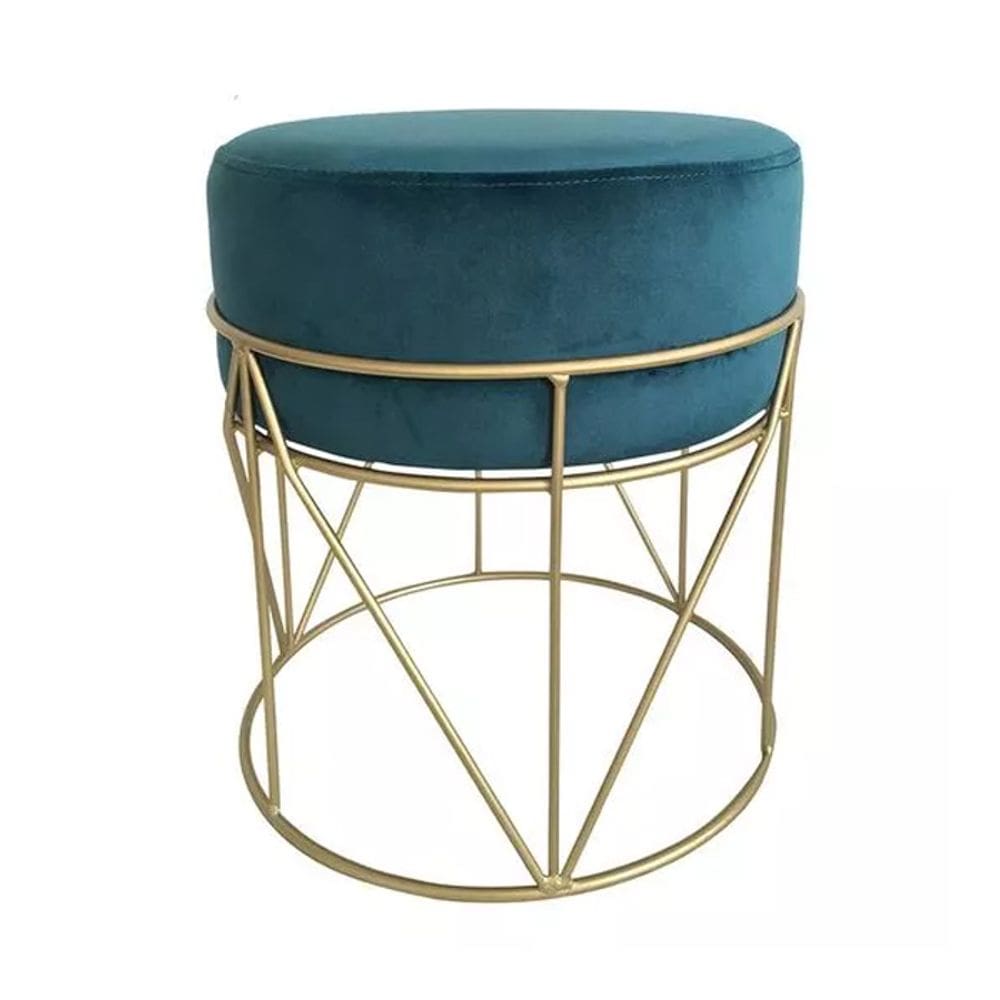 Banqueta em Metal Dourado e Veludo Verde 40cm NK0001 BTC