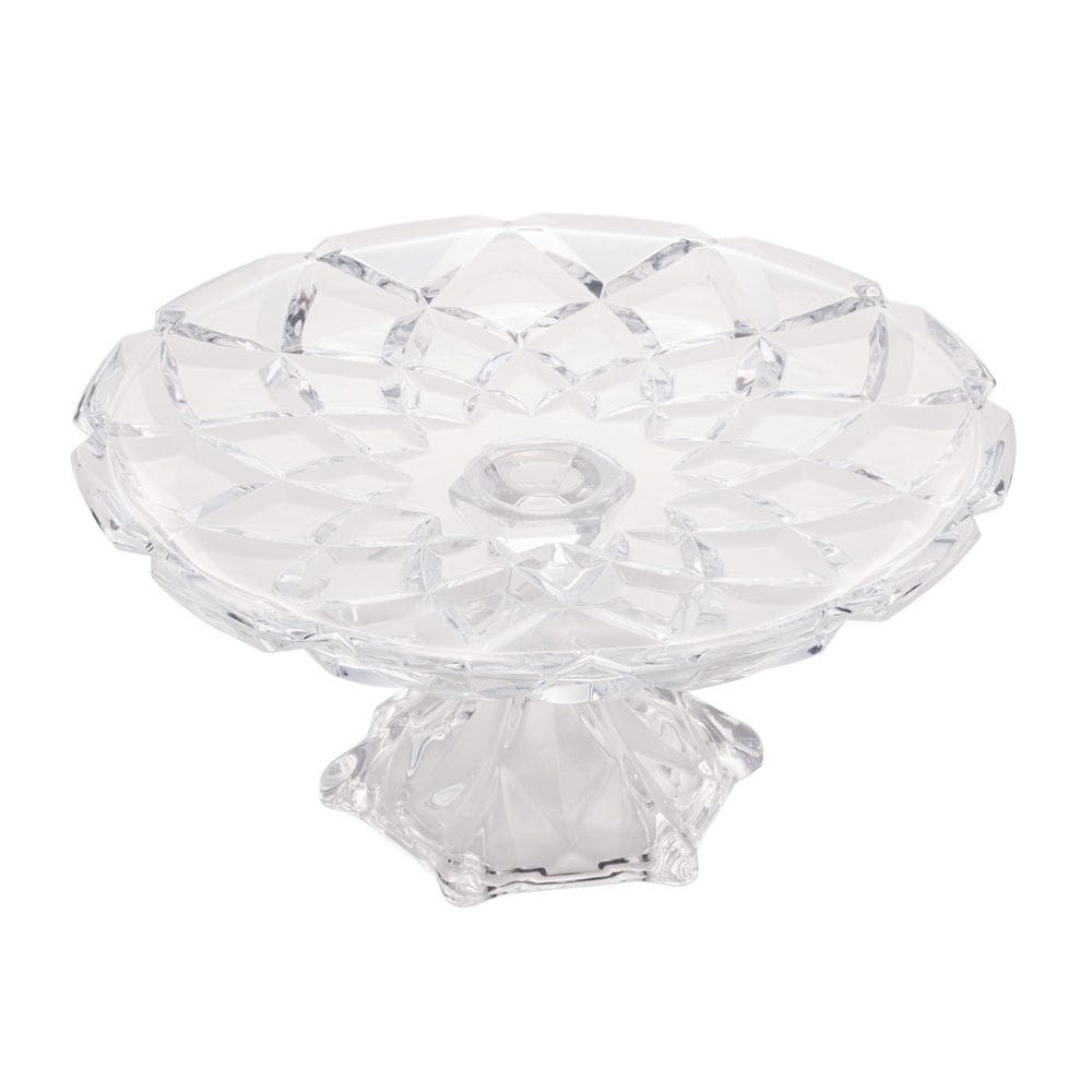 Prato de Cristal C/Pé para Bolo/Doces Deli Diamond Transparente 30,5x14,5cm Lyor
