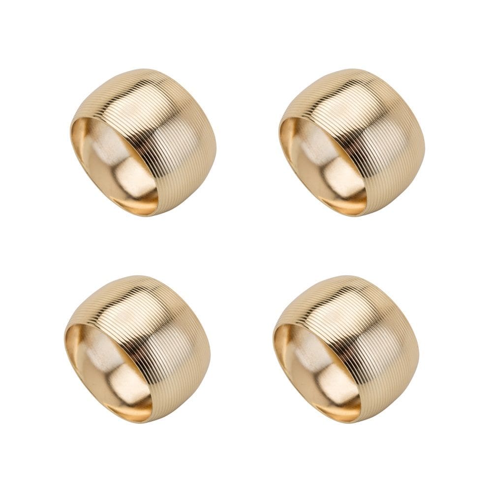 Cj 4 Anéis/Argolas de Aço P/Guardanapos Circle Dourado Lyor