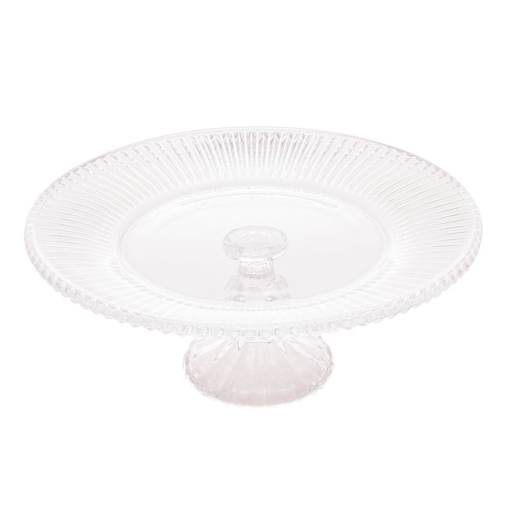 Prato de Cristal C/Pé para Bolo/Doces Renaissance Transparente 31,5x13cm Lyor