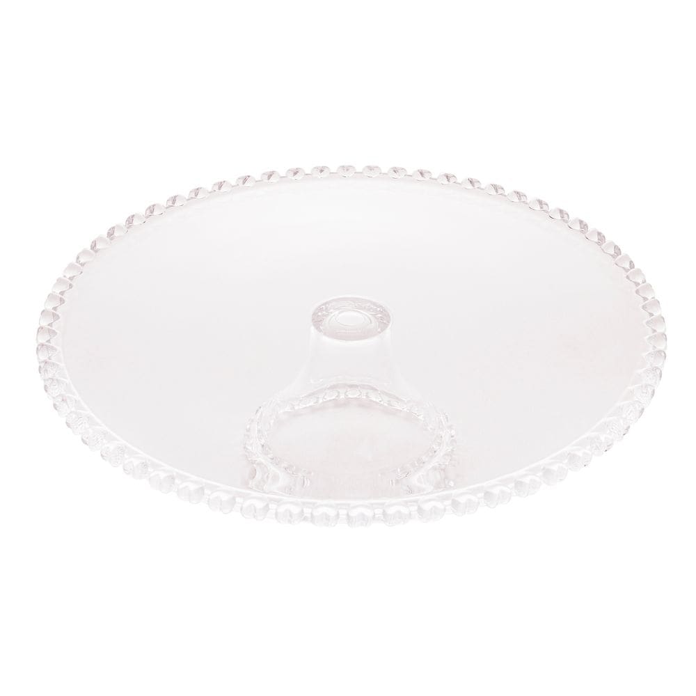 Prato de Cristal C/Pé para Bolo/Doces Coração Transparente 31,5x10cm Lyor