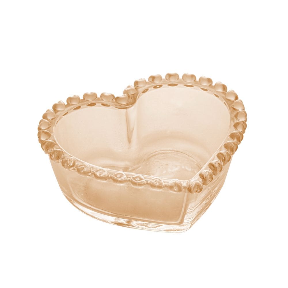 Bowl de Cristal C/Formato Coração Âmbar Metalizado 13,5x5cm Lyor