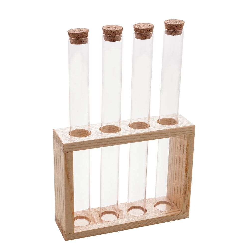 Cj 4 Potes P/Temperos e Condimentos de Vidro C/Tampa de Cortiça e Suporte de Bambu Lyor