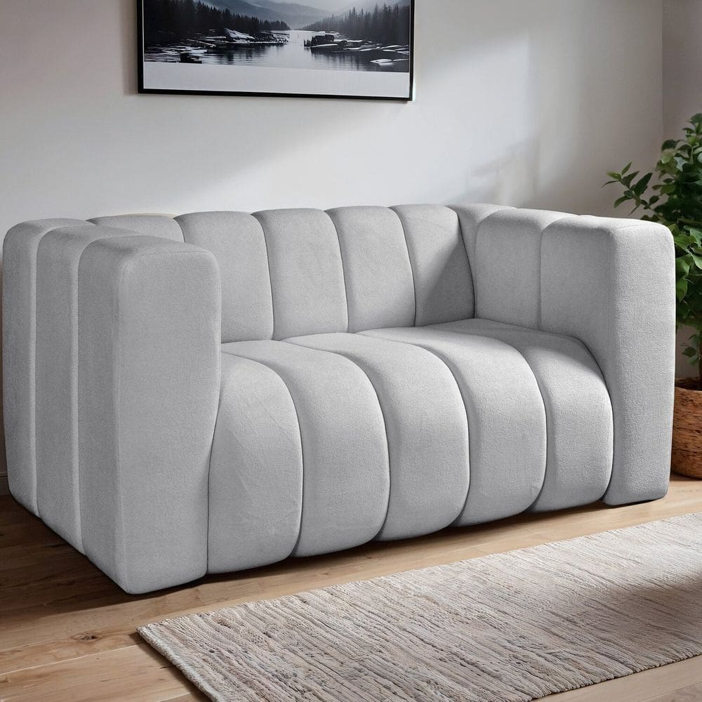 Sofa Mona 2 Lugares Decorativo Moderno Sala de Estar Premium Cinza