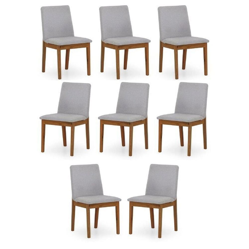 Kit 8 Cadeiras para Sala de Jantar Estofada Madeira Maciça Cecília Off White