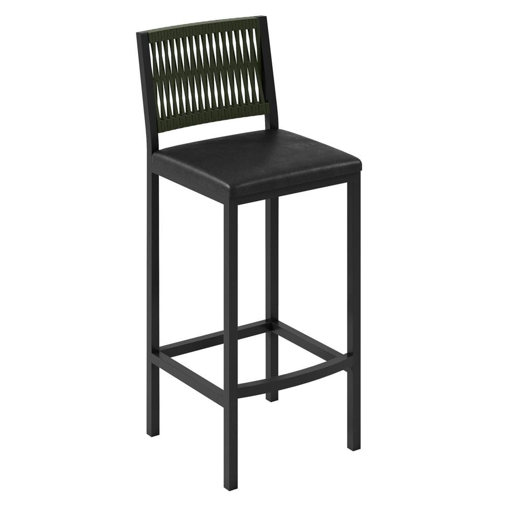 Banqueta Assento Estofado para Cozinha Barcelona Verde/Preto