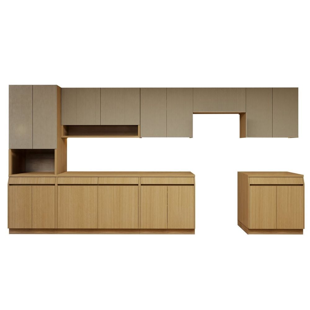 Cozinha Completa Modulada 10 Peças 17 Portas 5 Gavetas com Rodapé 100% Mdf Marrom
