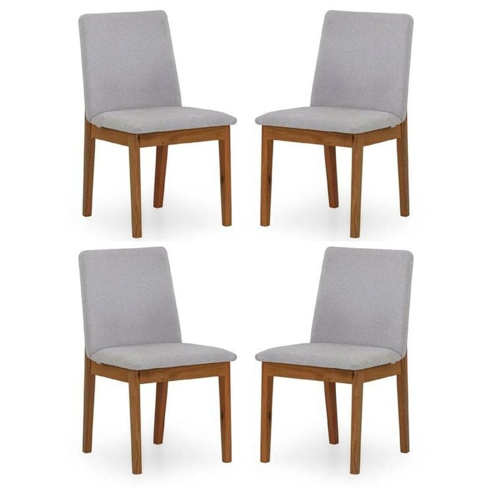Kit 4 Cadeiras para Sala de Jantar Estofada Madeira Maciça Cecília Off White