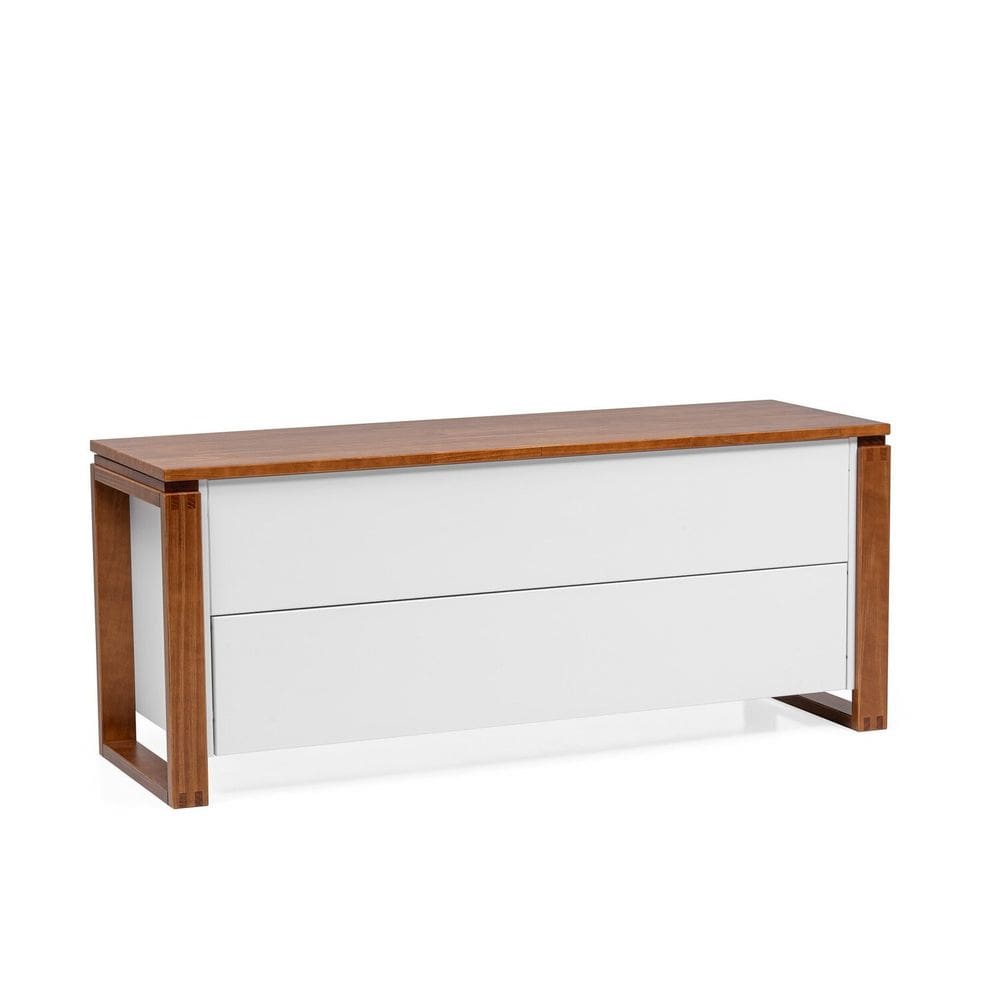 Baú Sapateira em Madeira Maciça e Mdf Craft Branco / Garapa