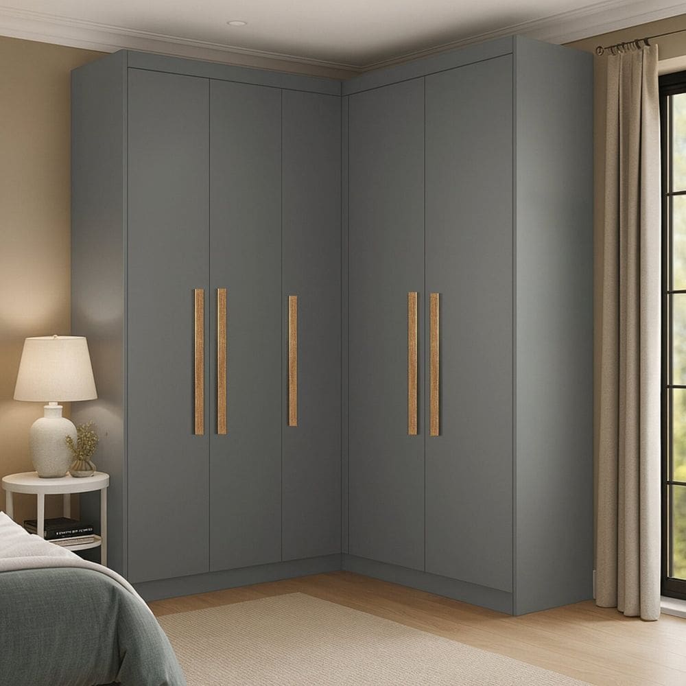 Guarda-roupa Modulação de Canto com Puxadores Mdf Paris Onix