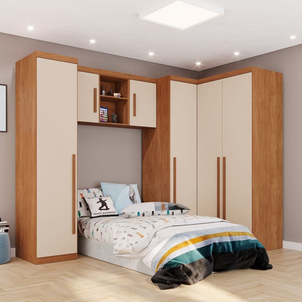 Modulado Quarto Infantil 6 Peças Liz Espresso Móveis Cinamomo / Off White