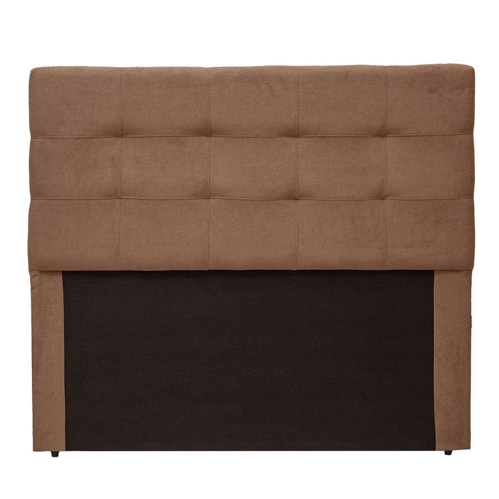 Cabeceira Casal Estofada 140cm Tecido Linho Marrom