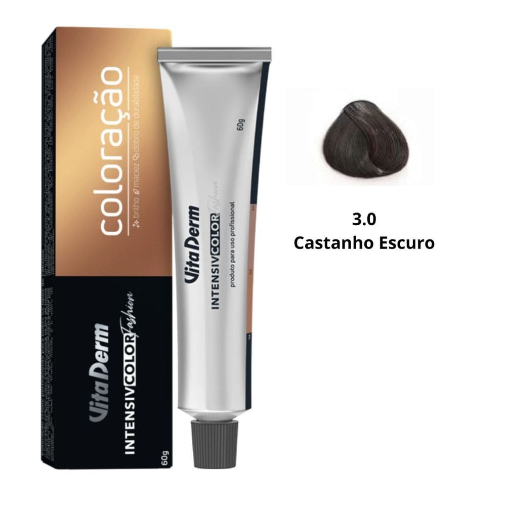 3.0 Castanho Escuro Coloração Creme 60g Vita Derm