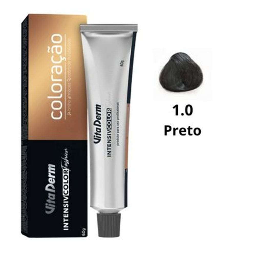 1.0 Preto Coloração Creme 60g Vita Derm