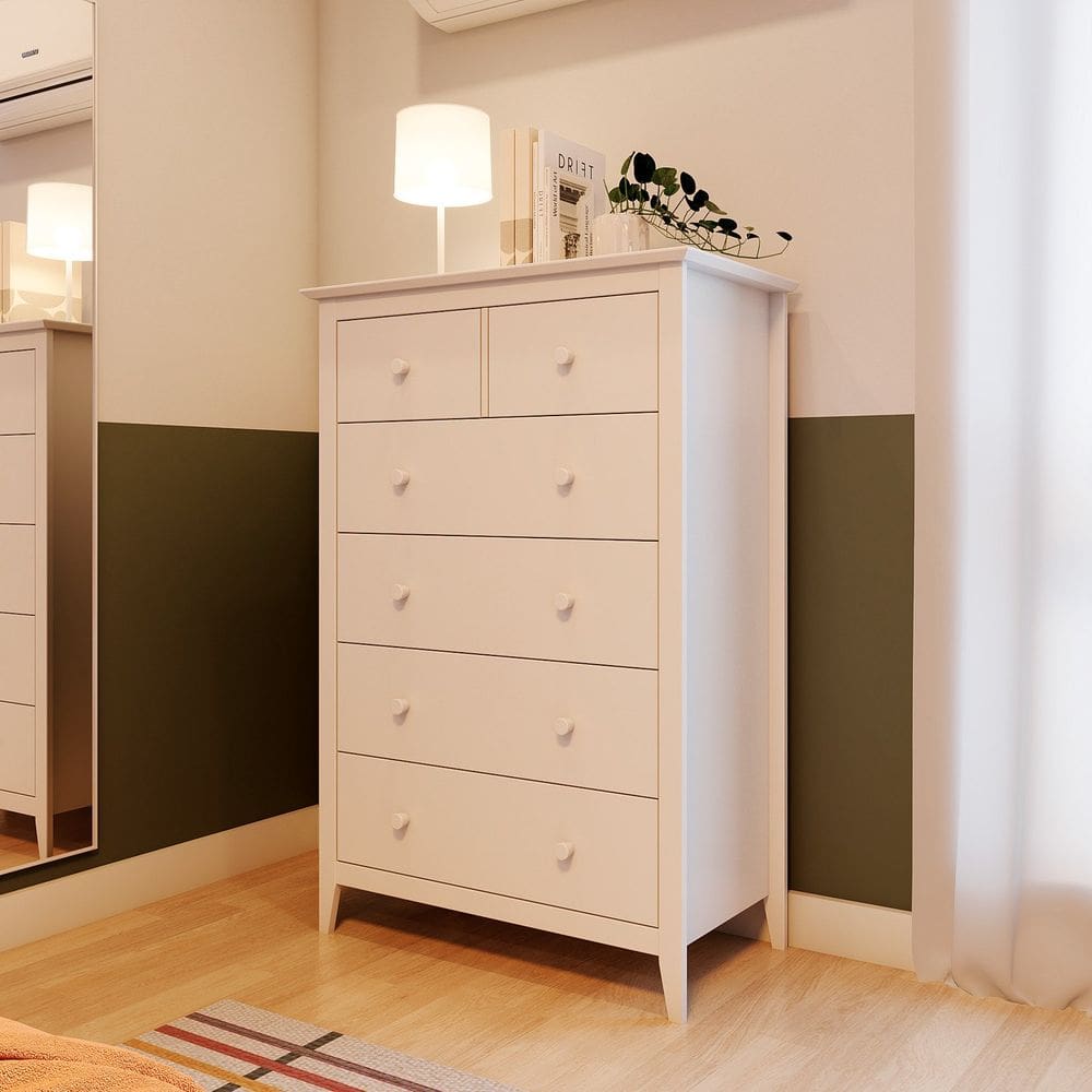 Cômoda 6 Gavetas em Madeira Maciça Nest Branco