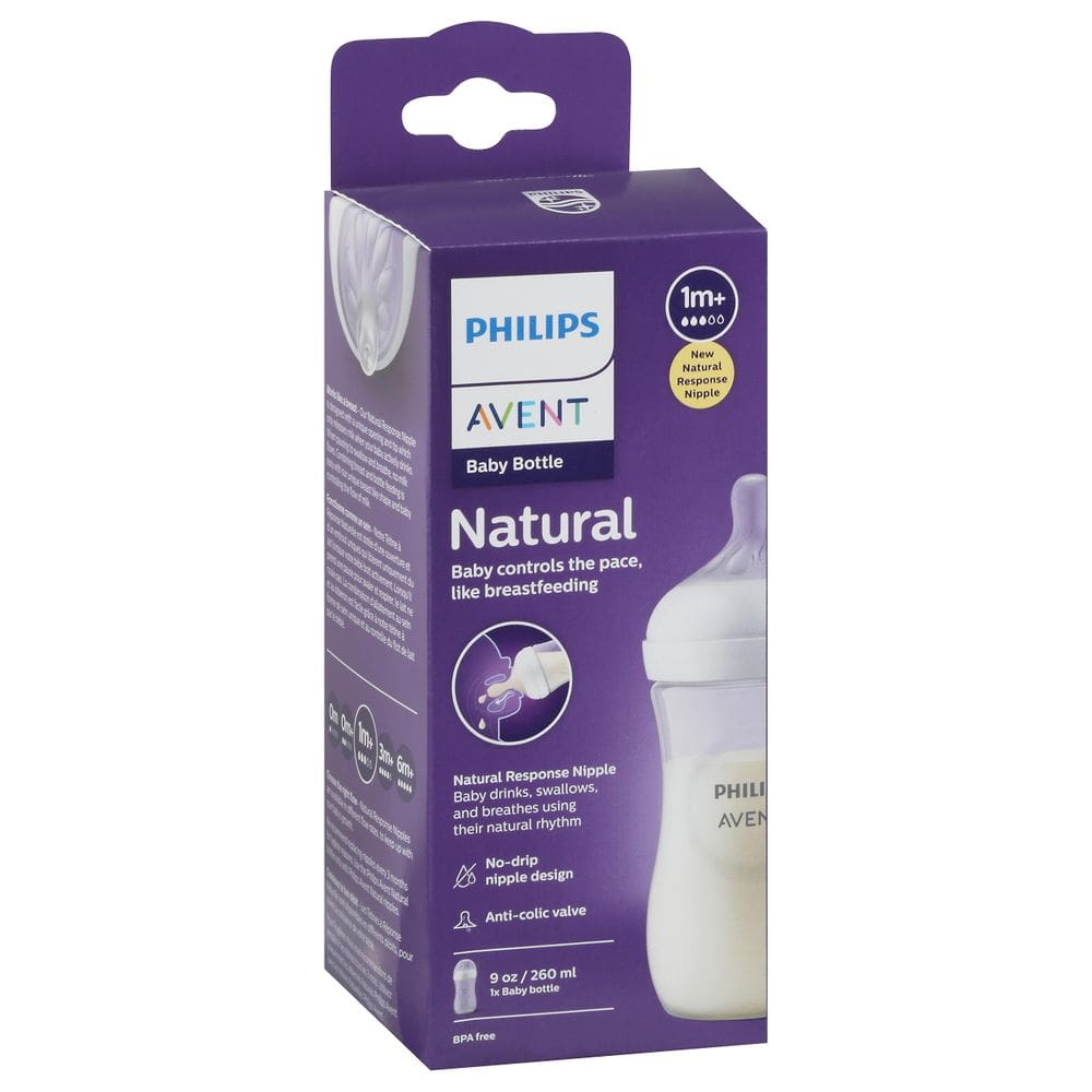 Mamadeira Avent Natural Clear 260 ml para recém-nascidos 1 unidade