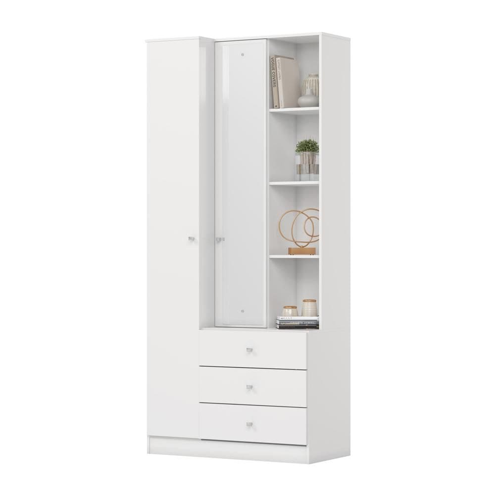Armário Multiuso Doha 1 Porta 3 Gavetas com Nichos Branco