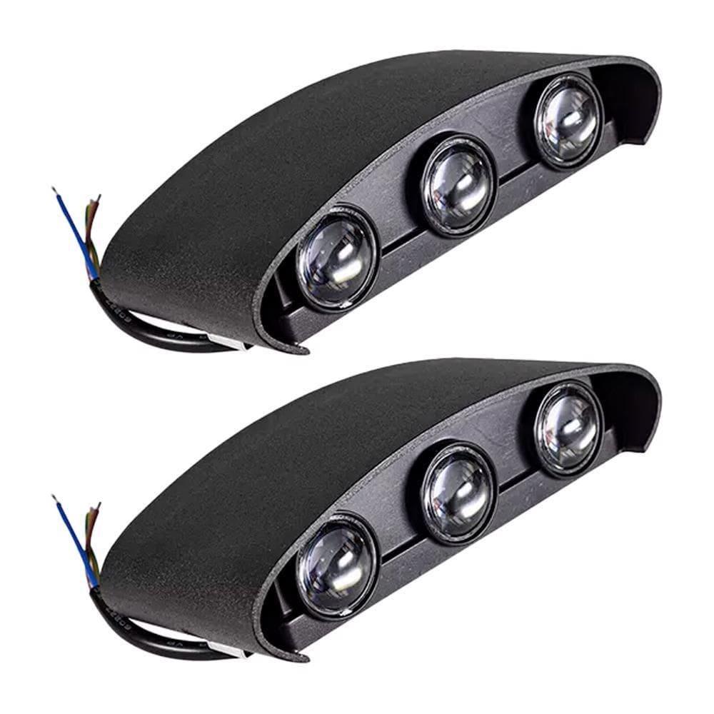 Kit 2 Arandelas Pretas De Parede 6W 4000K 3 Focos - Noll Led