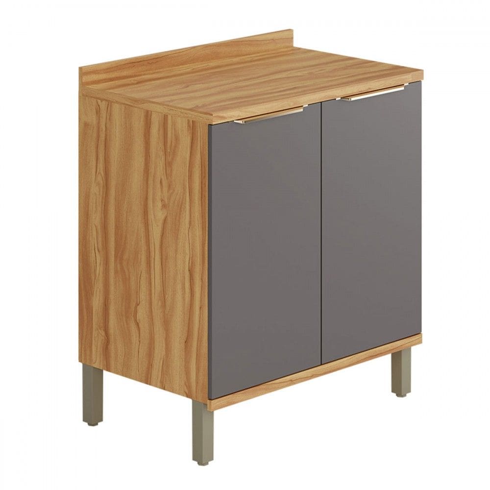 Balcão de Cozinha 80 Cm Sauvignon 2 Portas 100% Mdf Amêndoa/Cinza - Rio Doce