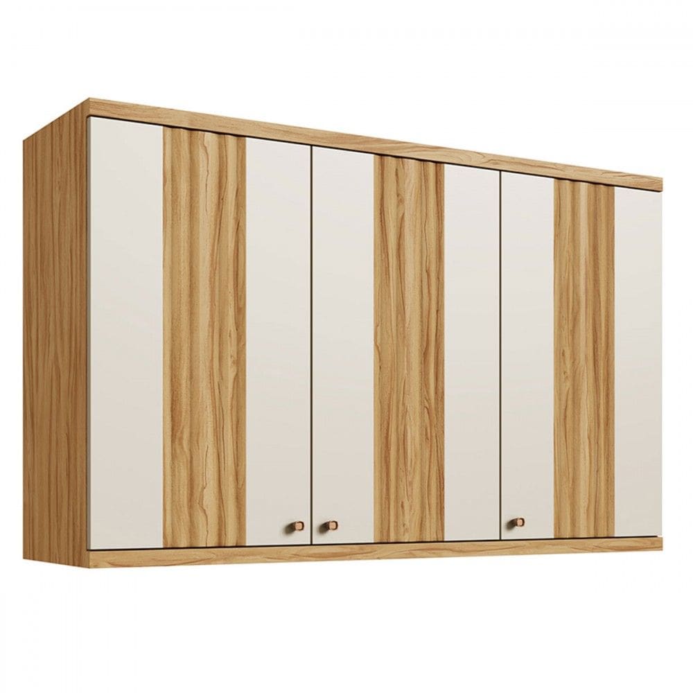 Armário Aéreo Cozinha 120 Cm Sauvignon 3 Portas 100% Mdf Amêndoa/Off White - Rio Doce