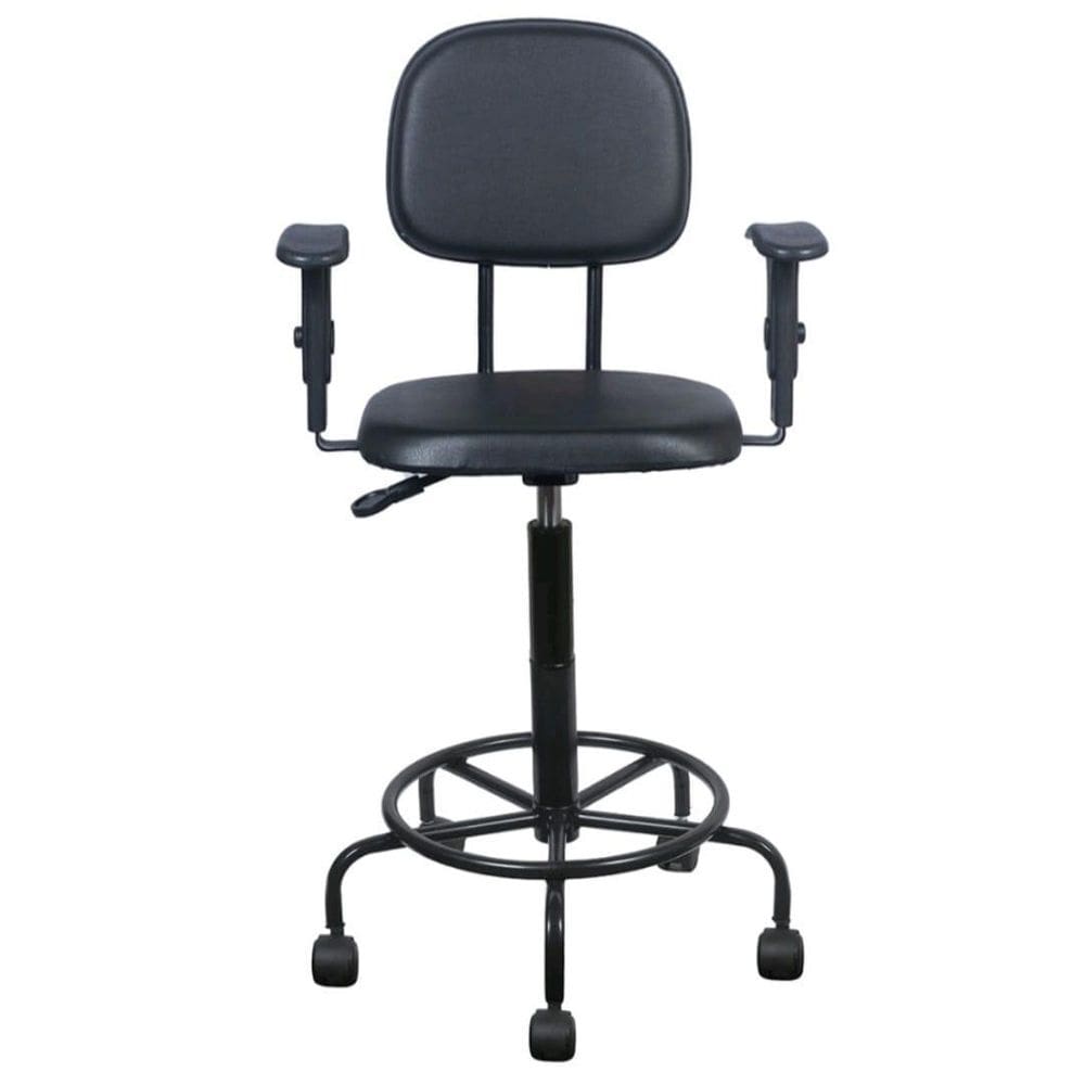 Cadeira Caixa Alta L Duplo Com Braço Base Semi Corano Preto