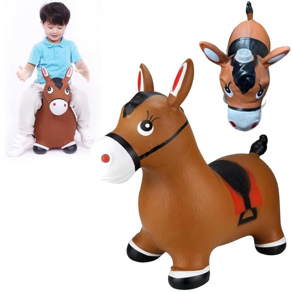Burrinho Cavalo De Borracha Upa Upa Pula Brinquedo Marrom
