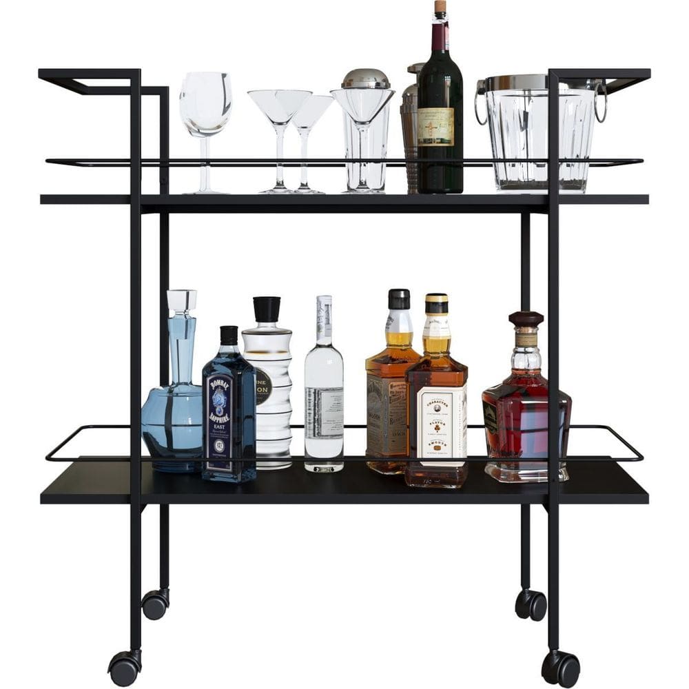 Carrinho Aparador Barzinho Adega Buffet Sala Rodinhas Preto