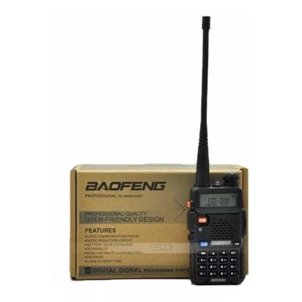 Kit 2 Rádio Ht Dual Band Uhf E Vhf Baofeng Uv5R Rádio Preto