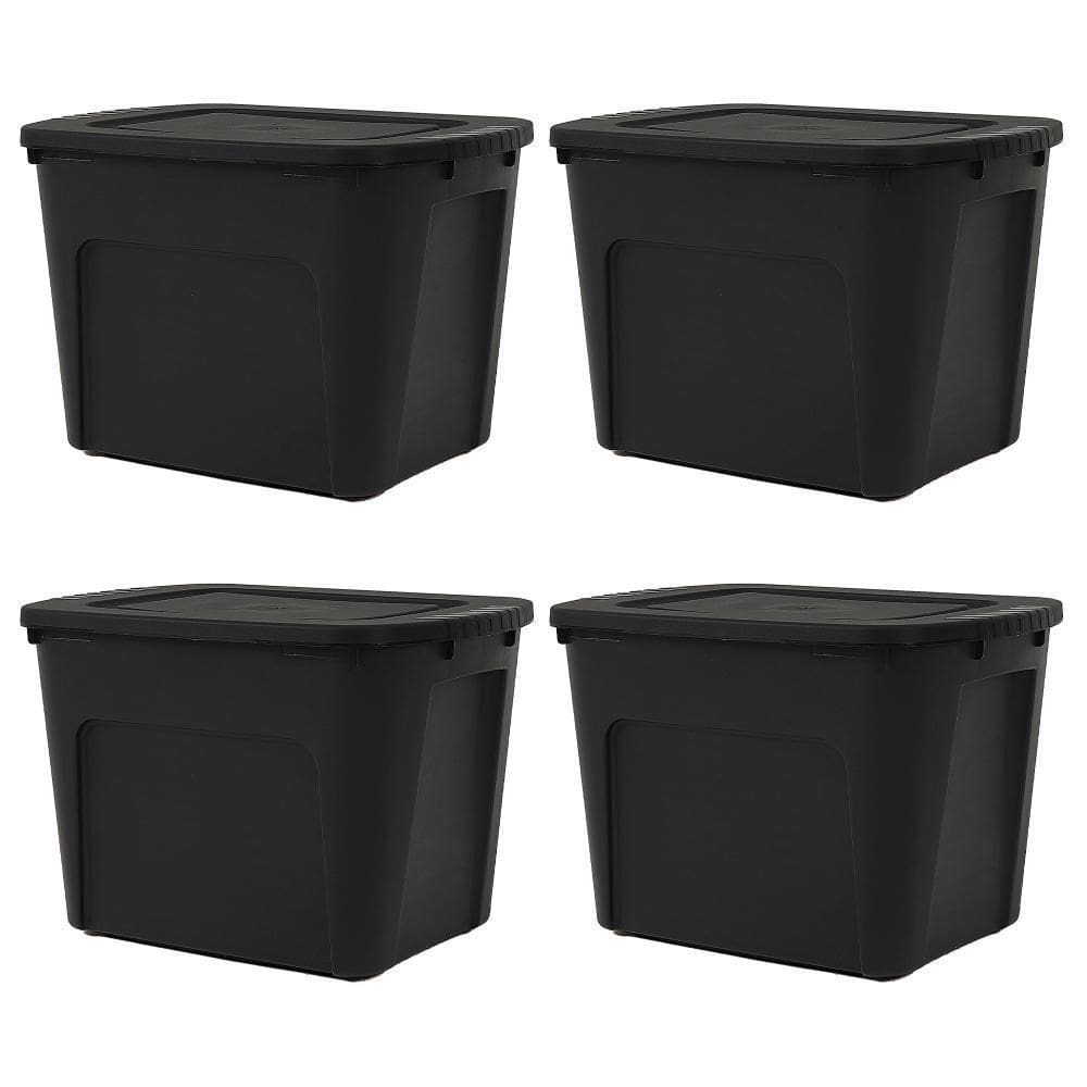 Kit 4 Caixas Organizadoras Ecobox 80L - Preto