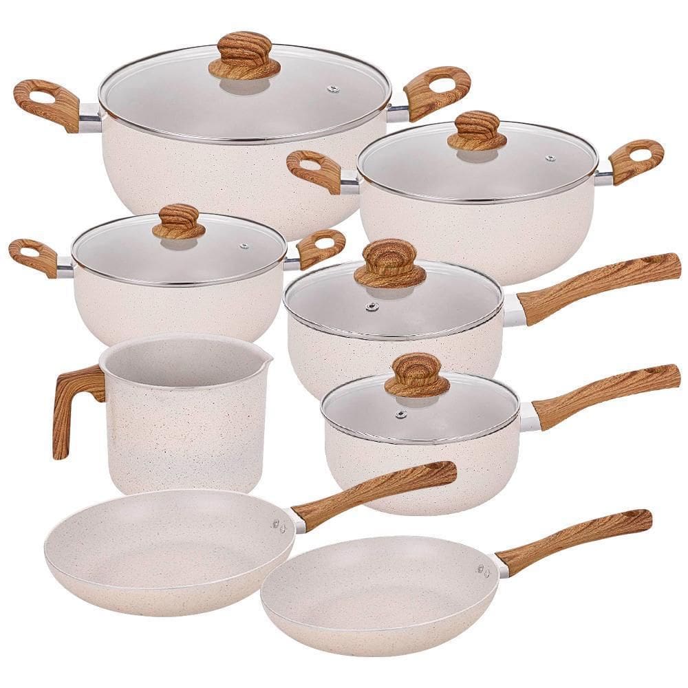 Jogo Panelas Antiaderente Revestimento Cerâmica Vanilla