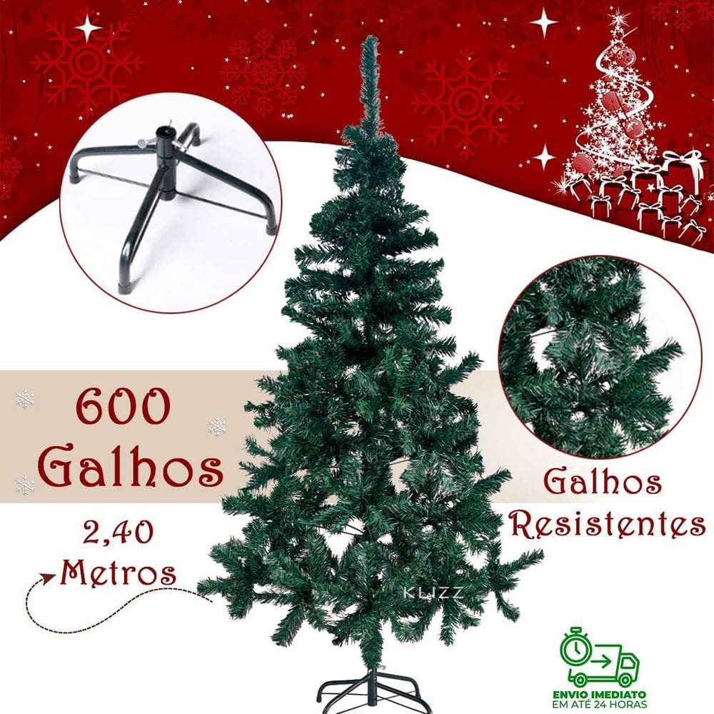 Arvore De Natal 2,40M Pinheiro Grande Pé De Ferro - Verde