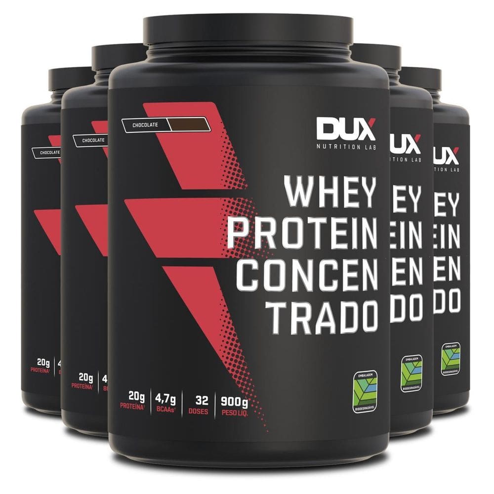 Kit 5 Whey Protein Concentrado Dux Chocolate 900G