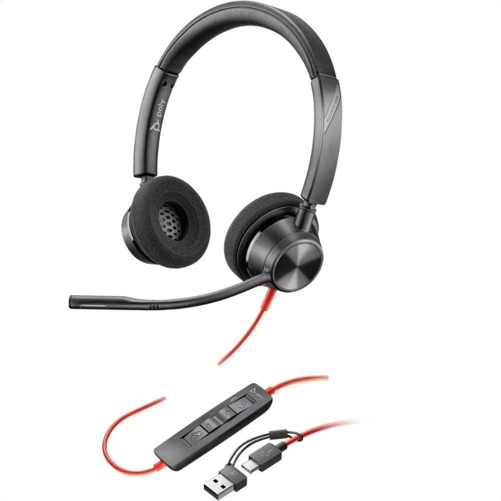 Headset Blackwire Bw3320 Usb-C Com Adaptador Usb-A Poly