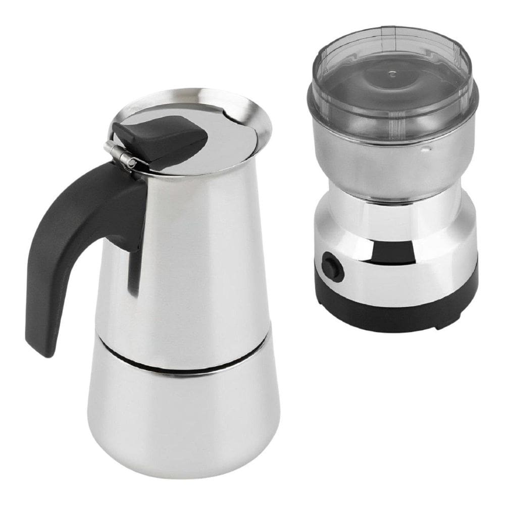 Moedor Café Elétrico 110V + Cafeteira Italiana Moka 450Ml
