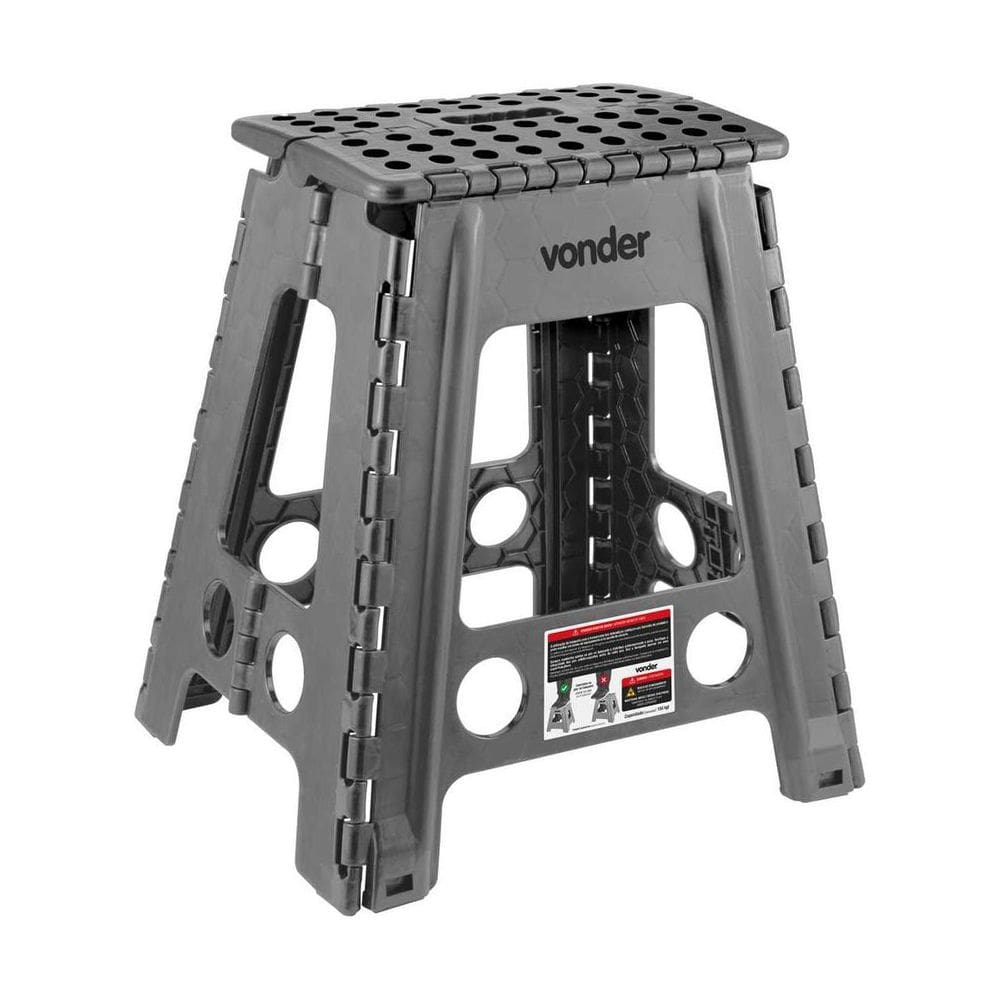 Banqueta Plástica Dobrável 450 Mm Cinza Vonder