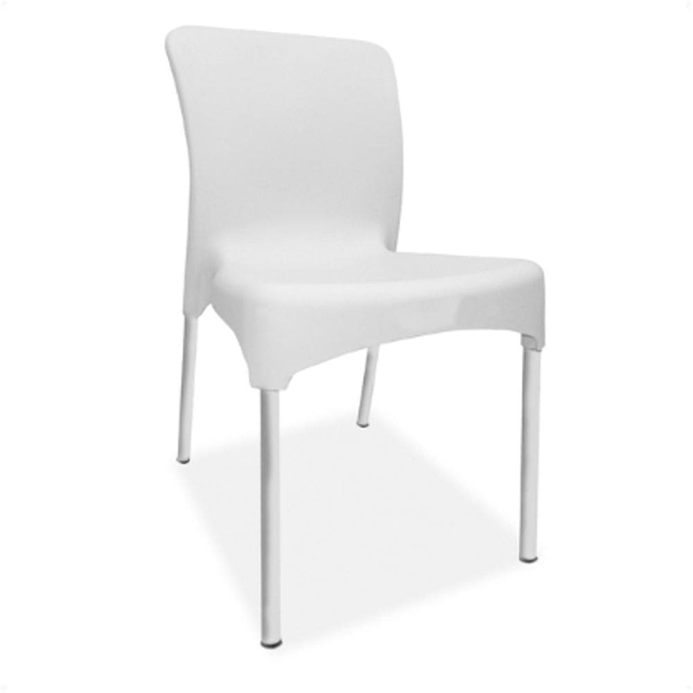 Cadeira Plástica Sec Line Branca Com Pés Em Alumínio