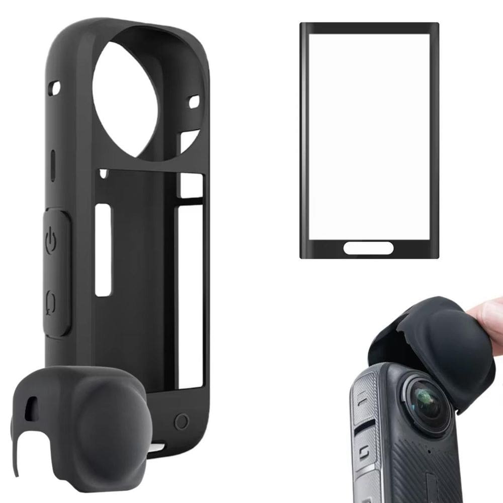 Case Protetora Silicone Para Câmera Insta 360 X4 + Película