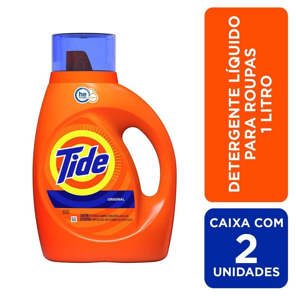 Tide Detergente Liquido Para Roupas 1 L - Kit Com 2 Un