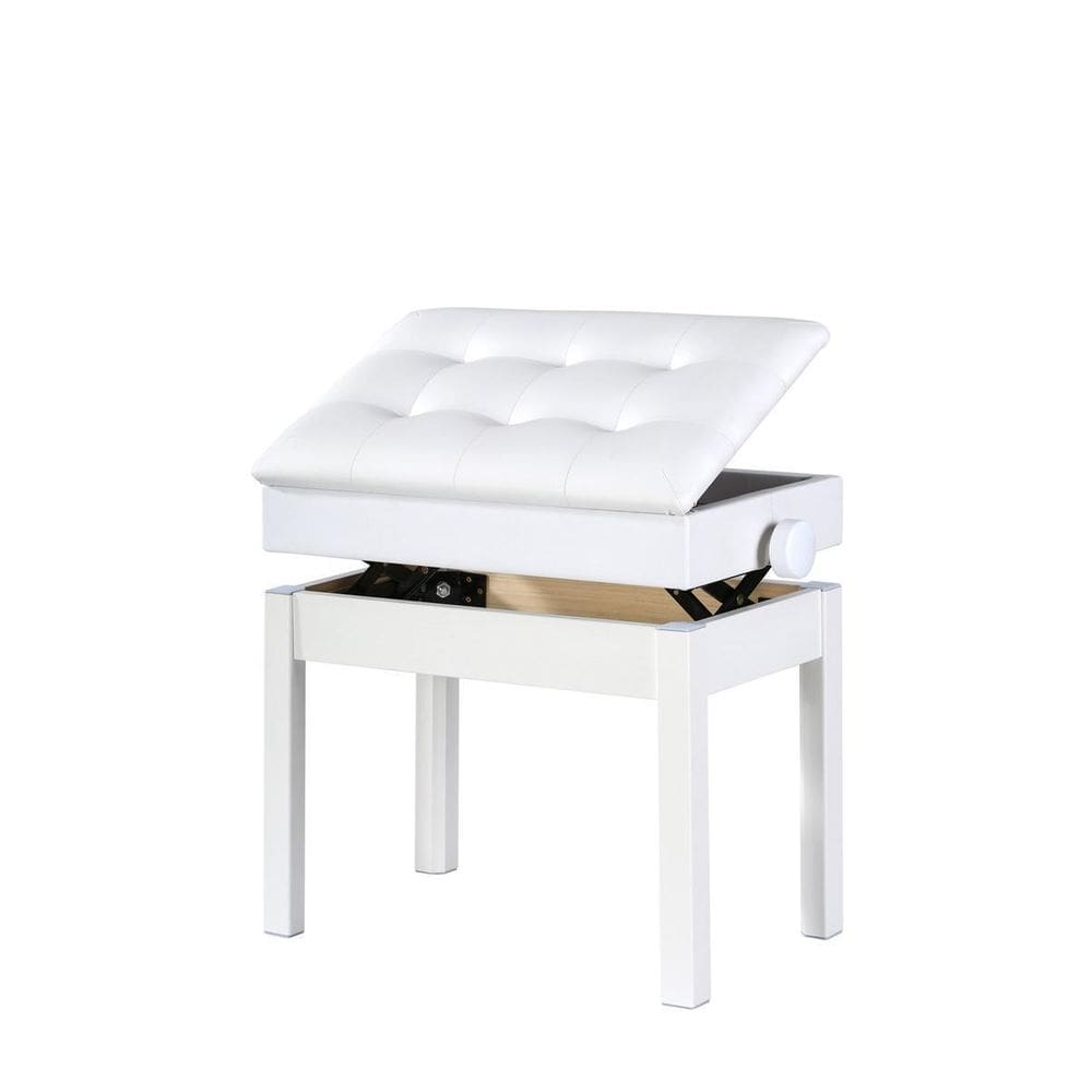 Banqueta Branca,Banco De Piano,Teclado C/Ajuste Altura,Baú