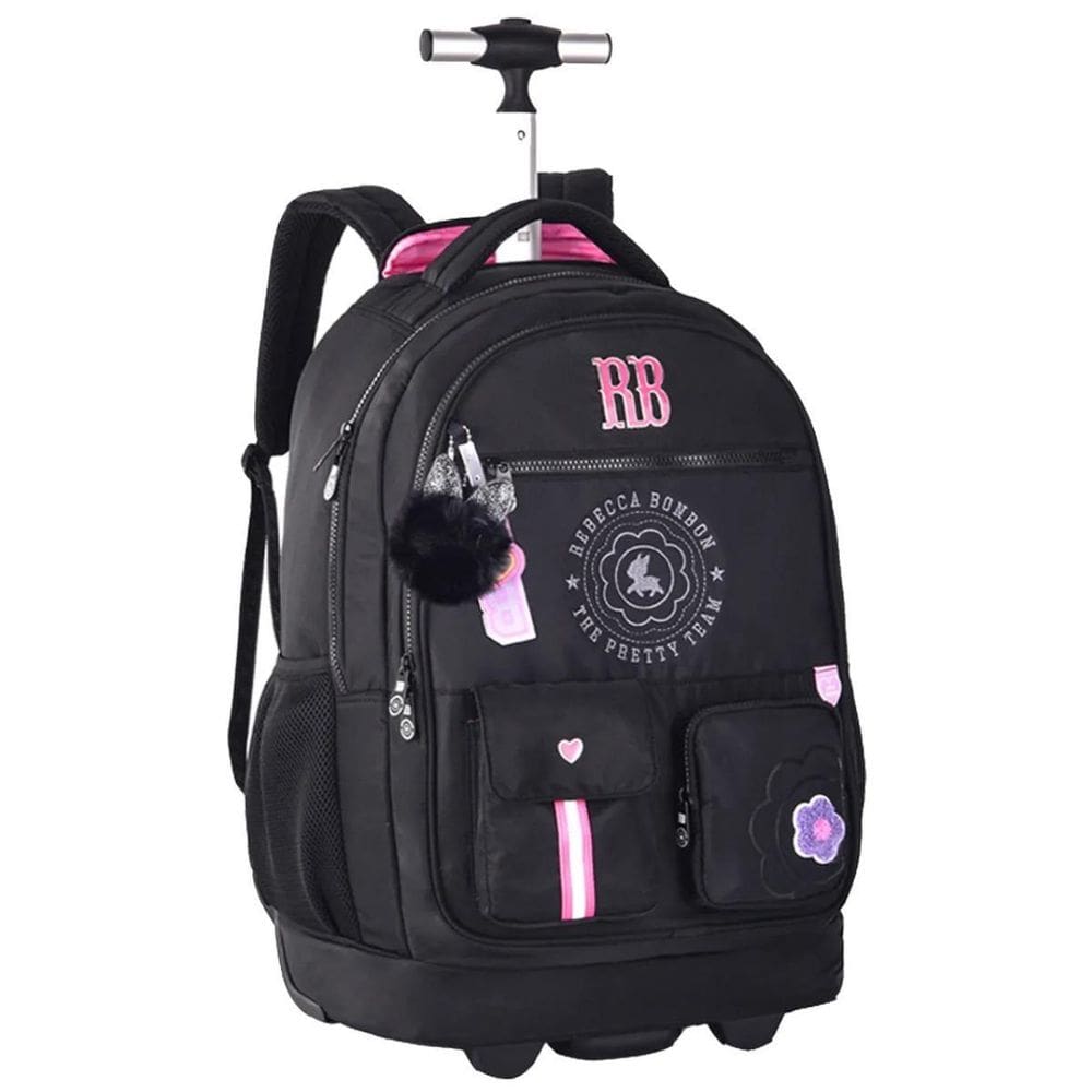 Mochila Juvenil De Carrinho Rebecca Bonbon Preta Rb24544