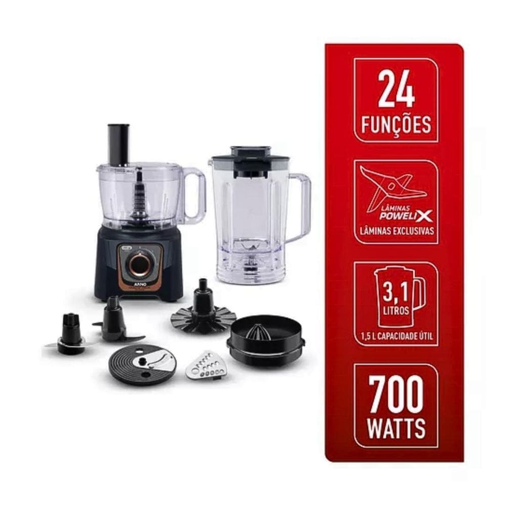 Multiprocessador + Liquidificador 24 Funções Cinza 127V