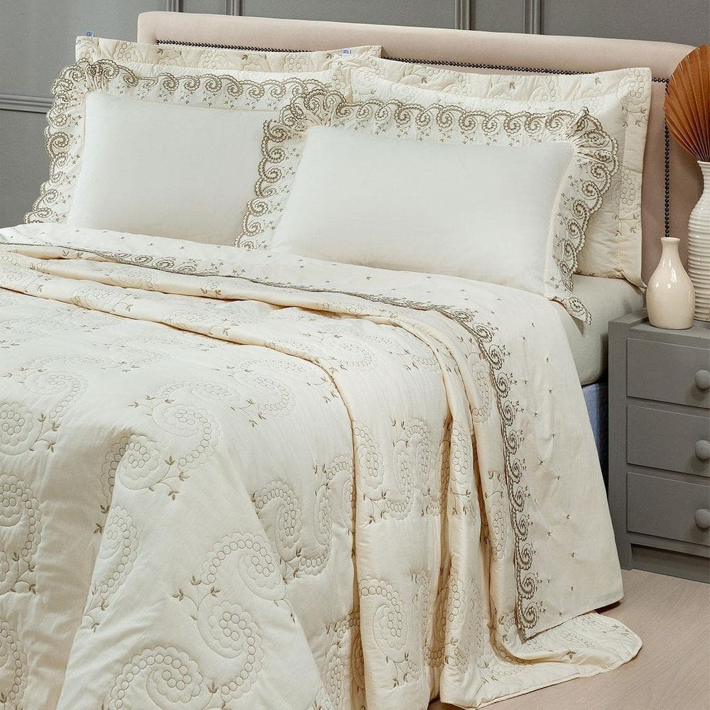 Cobre Leito King Mistral Bordado 100%Algodão 200 Fios