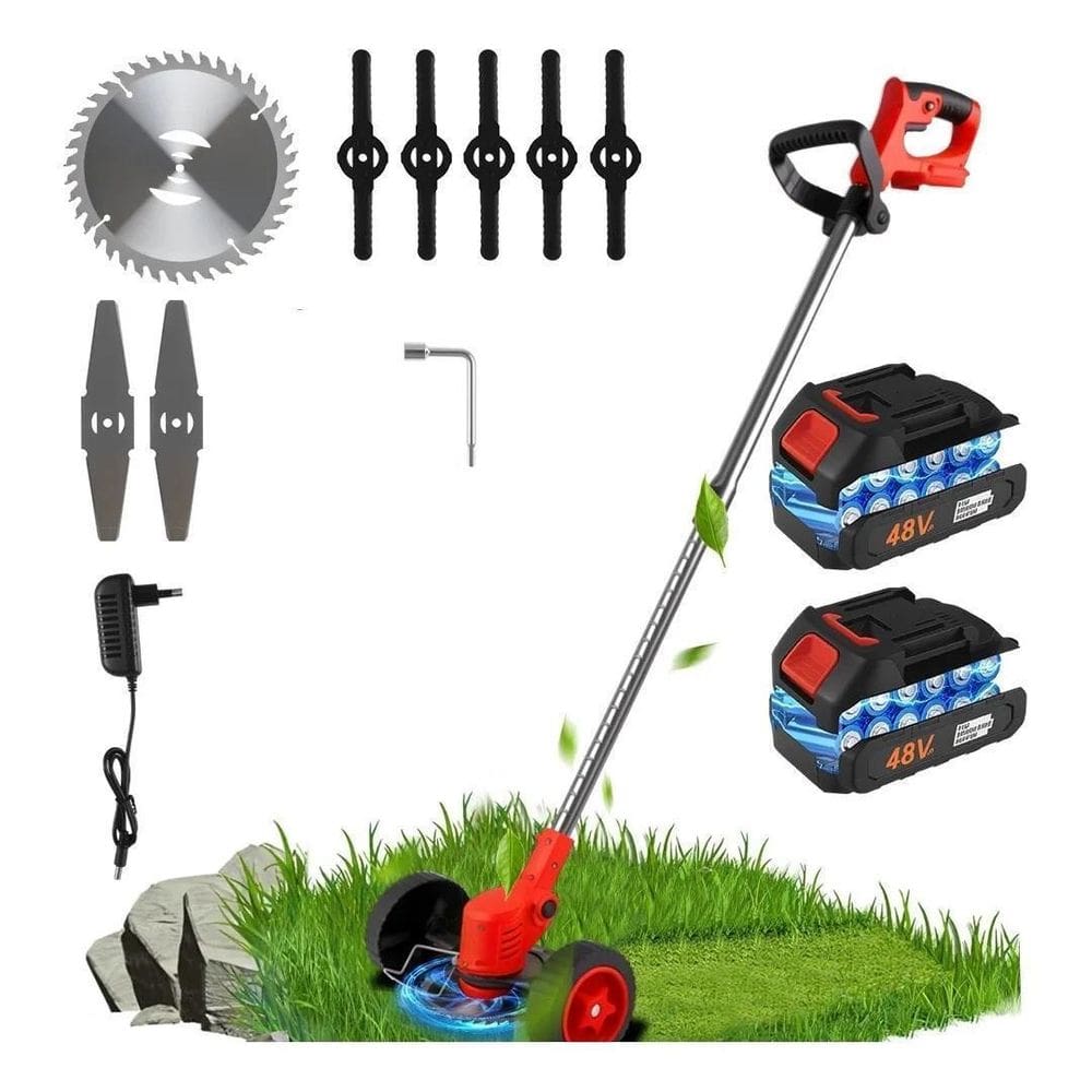 Cortador Aparador De Grama Roda Elétrico Com 2 Baterias 48V