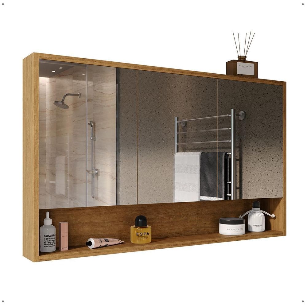 Armário De Banheiro 3 Portas De Espelho Com Amortecedor